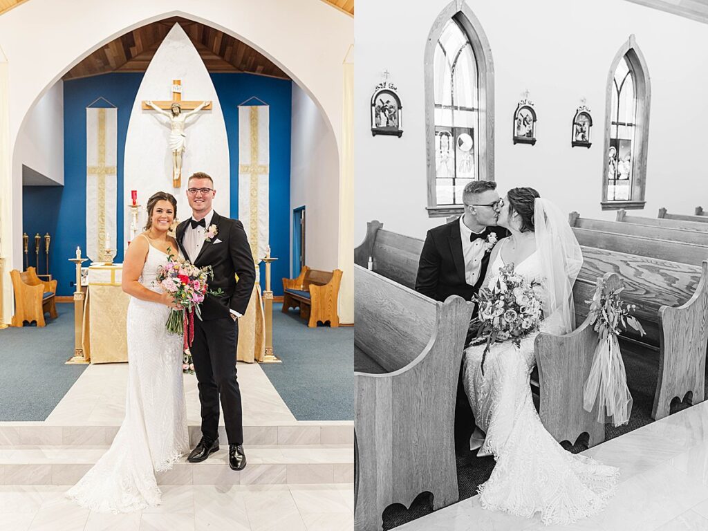 Catholic wedding recessional at St. Joseph’s Church in Northern Michigan