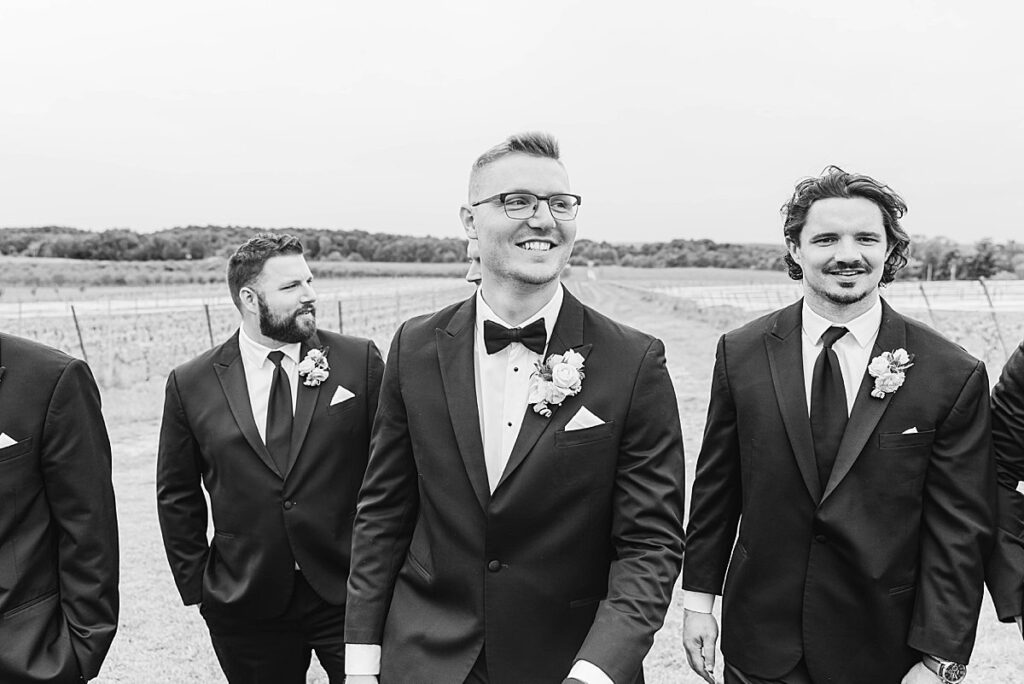 Wedding party portraits captured at Bonobo Winery on Old Mission Peninsula