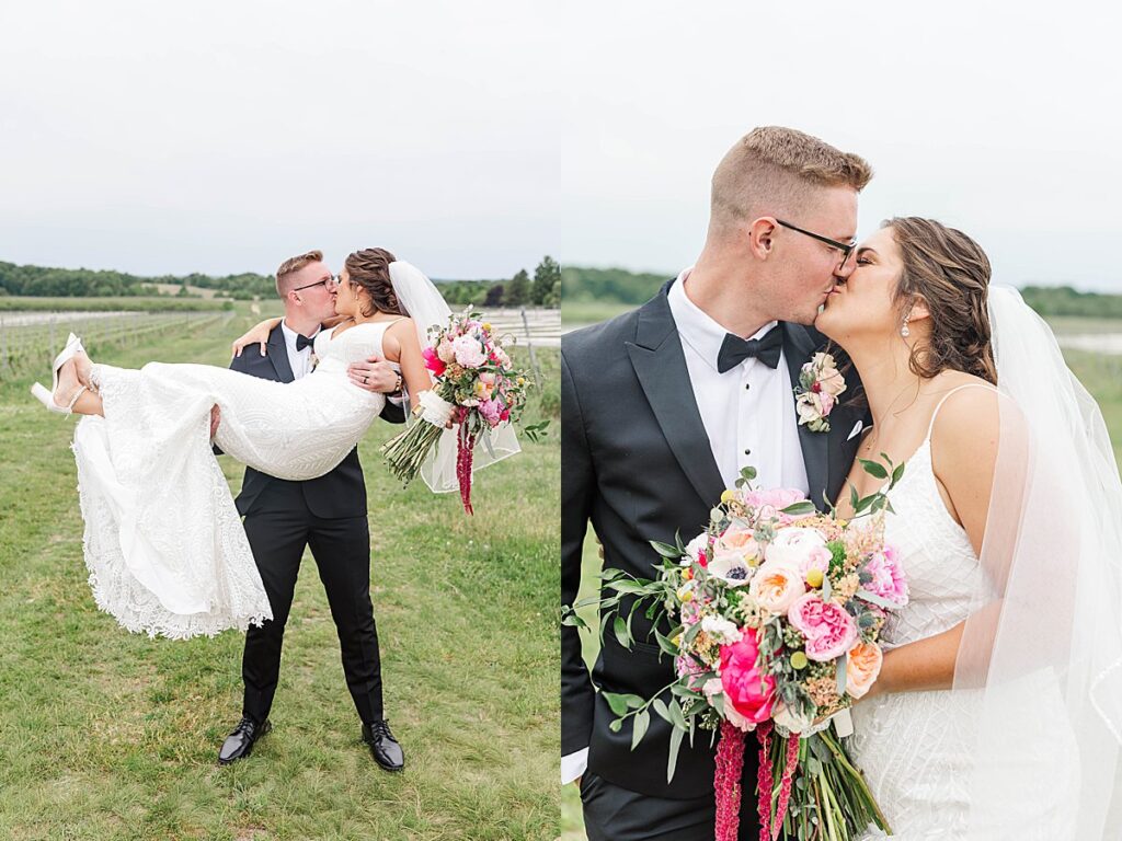 Romantic couple portraits following a Traverse City wedding ceremony
