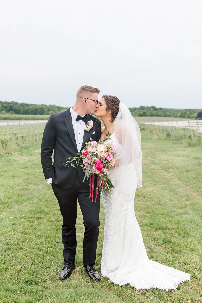 Romantic couple portrait captured after the ceremony in Northern Michigan