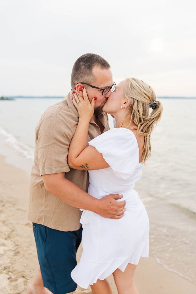 Northern Michigan engagement photographer capturing a relaxed beach session