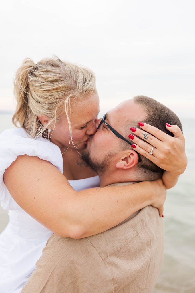 Northern Michigan engagement photographer capturing a relaxed beach session