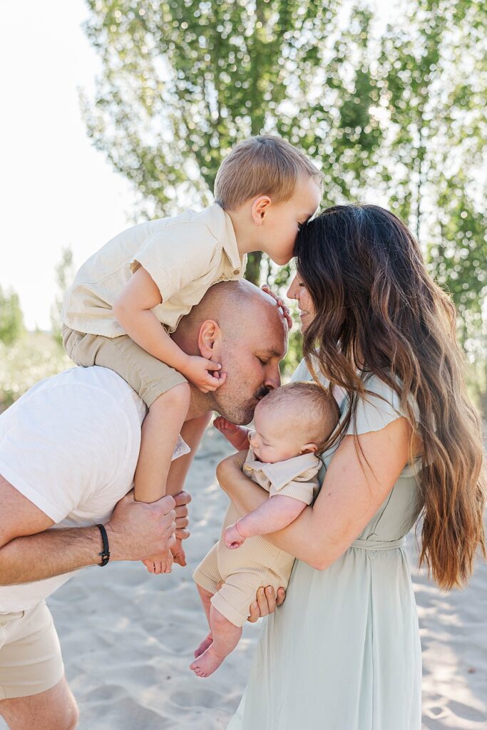 Candid family moment during an Elk Rapids family photography session