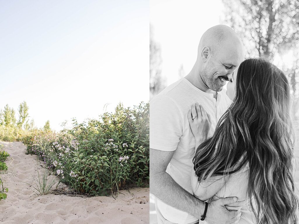Parents sharing a quiet moment during their Elk Rapids family session