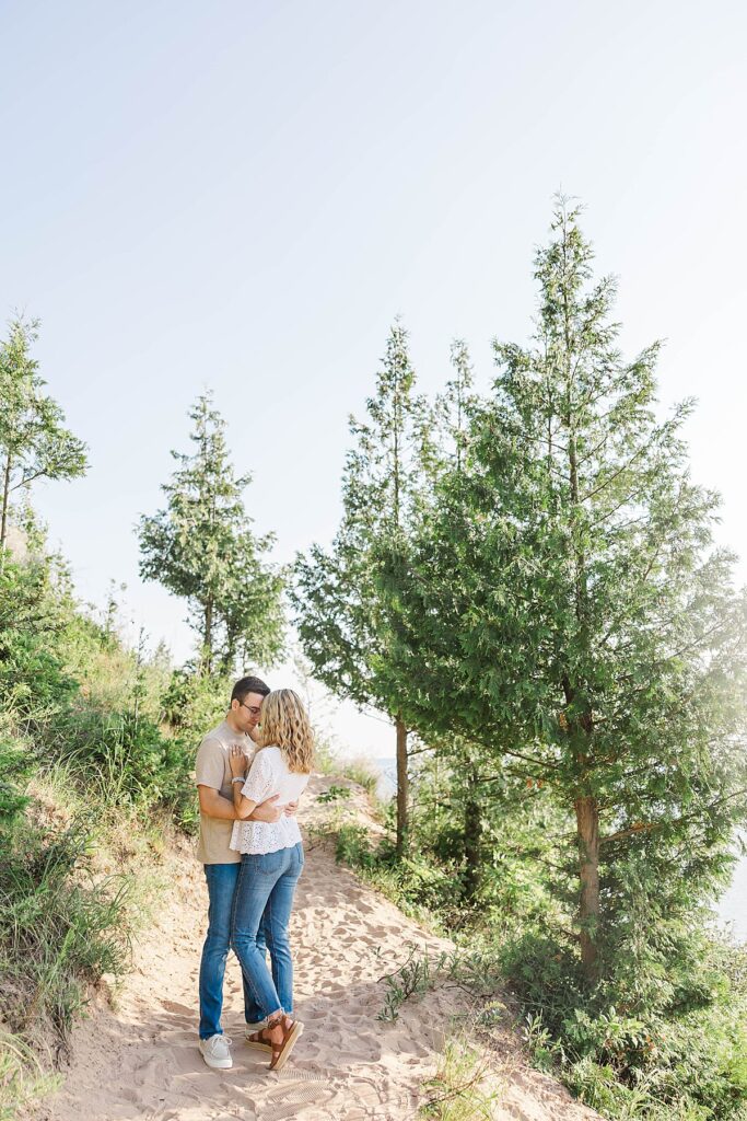 Northern Michigan engagement photos at Empire Bluff Trail