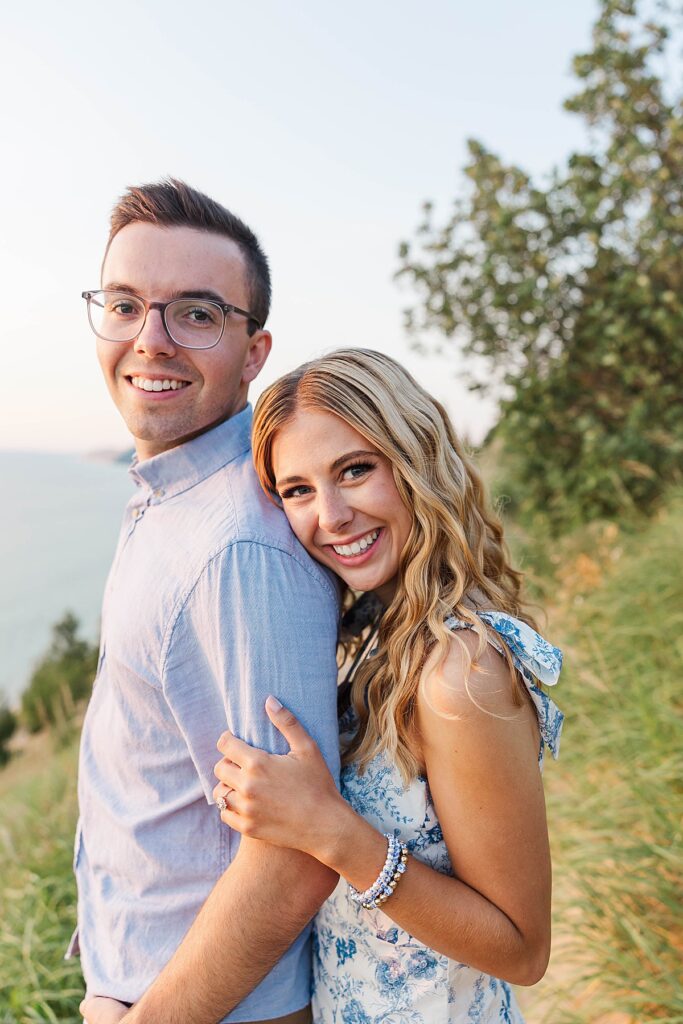Northern Michigan engagement photos at Empire Bluff Trail
