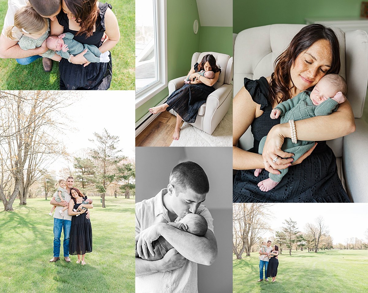  The Ferguson family shares a sweet moment in a sun-drenched spring field, embracing their newborn in the soft golden light. This heartwarming family and newborn session in Northern Michigan captures the love, joy, and beauty of this special season, with a light and airy feel that makes the memories timeless. 
