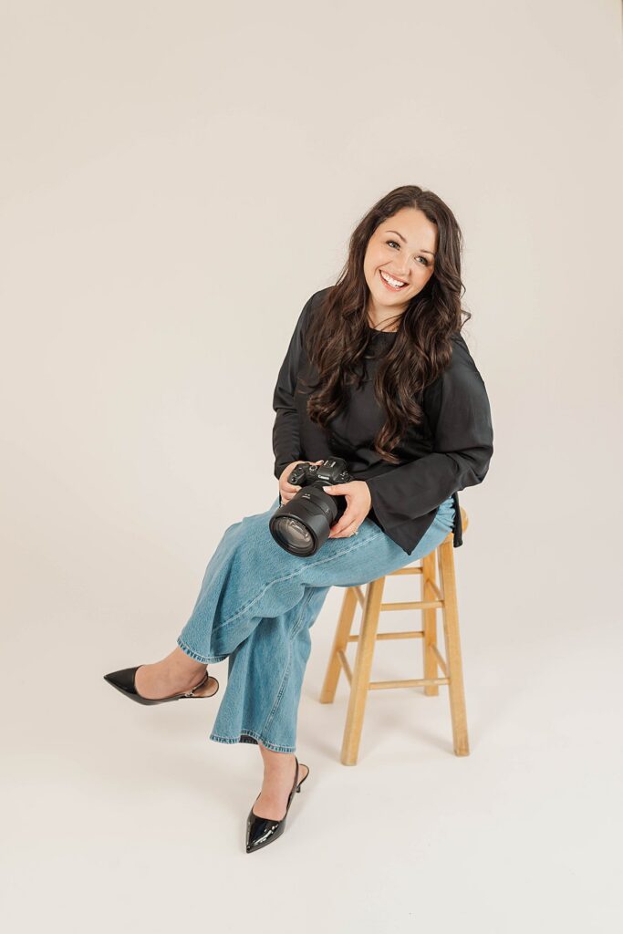 Behind the scenes branding photos for a Northern Michigan wedding photographer