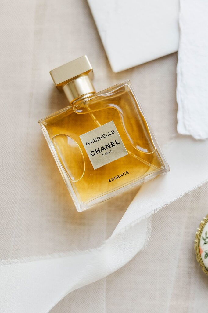 Bridal perfume detail featuring Gabrielle Chanel at a Northern Michigan wedding