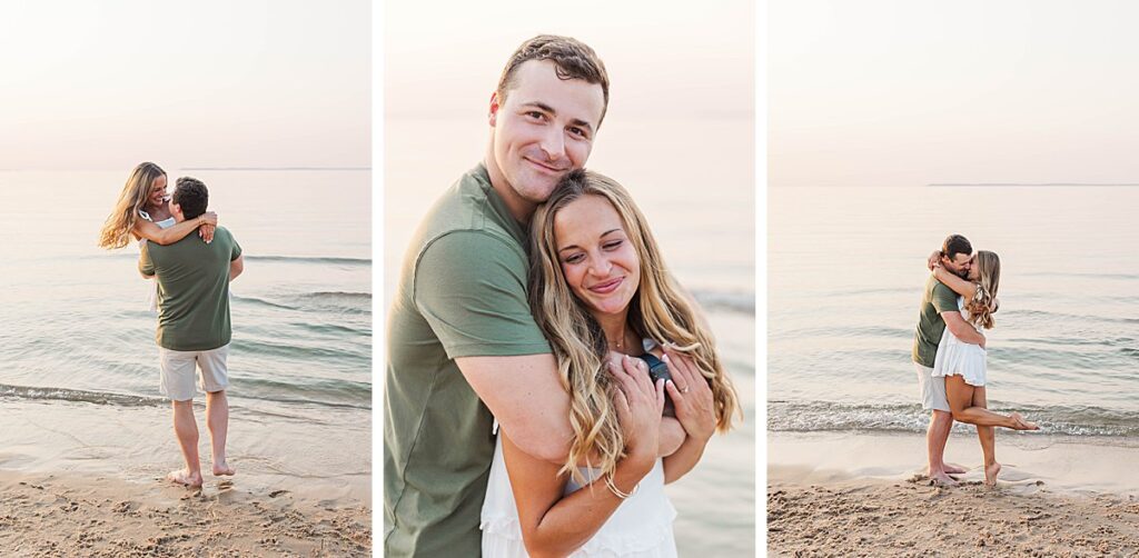 Timeless and natural Northern Michigan engagement photos at the beach