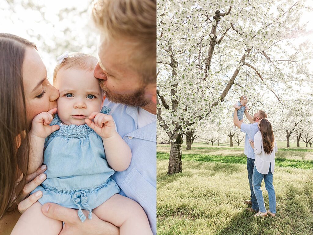 Northern Michigan cherry blossom family photos