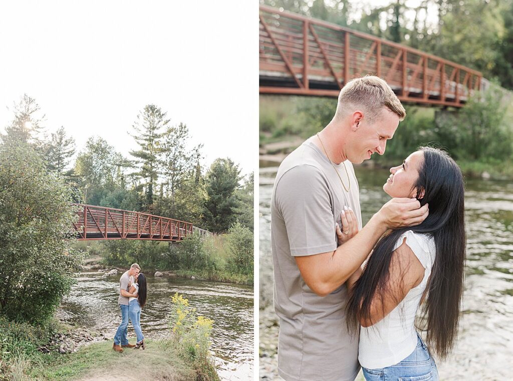 Northern Michigan engagement session set against open fields and peaceful natural landscapes.