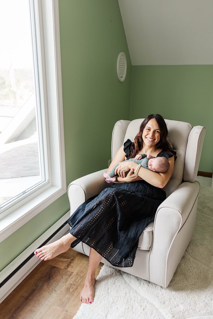 In-home newborn photos captured in a calm and cozy Northern Michigan home