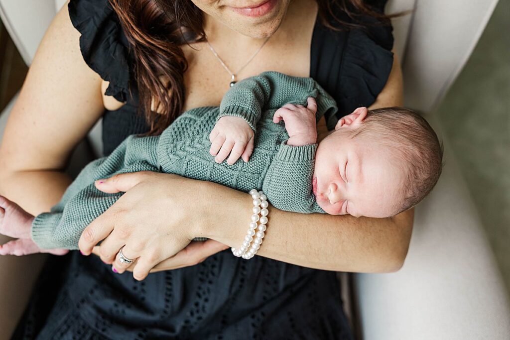 Lifestyle newborn session photographed inside the family’s home