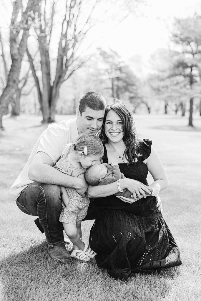 Outdoor family moments during a Northern Michigan newborn session