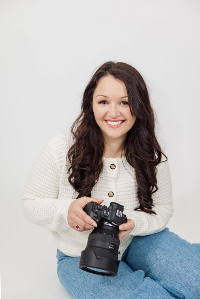 Behind the scenes branding photos for a Northern Michigan wedding photographer