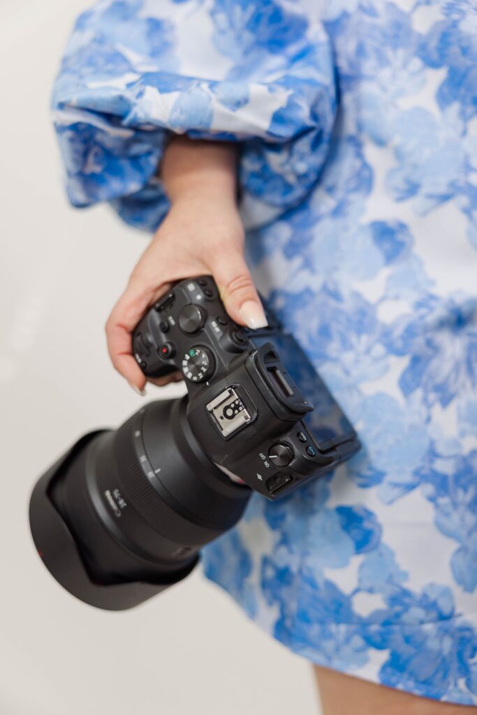 Behind the scenes branding photos for a Northern Michigan wedding photographer