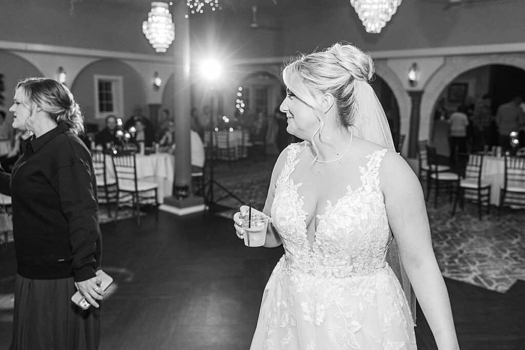 Cozy winter wedding reception with family and friends