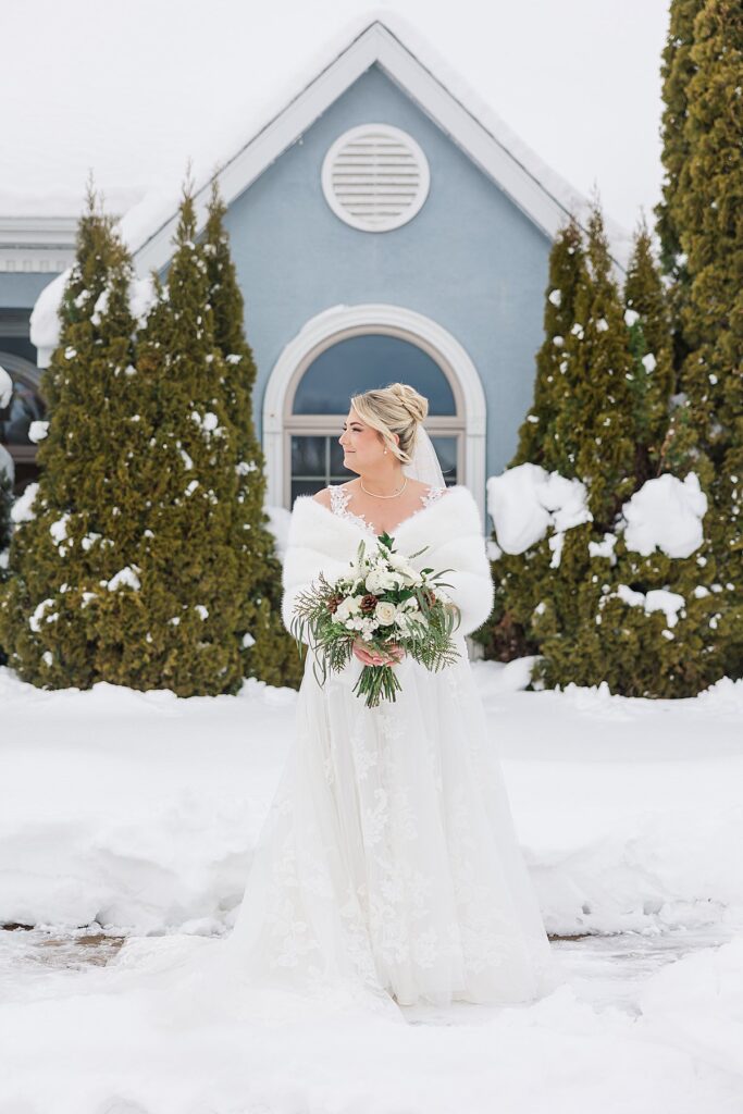 Northern Michigan winter wedding photographed near Traverse City