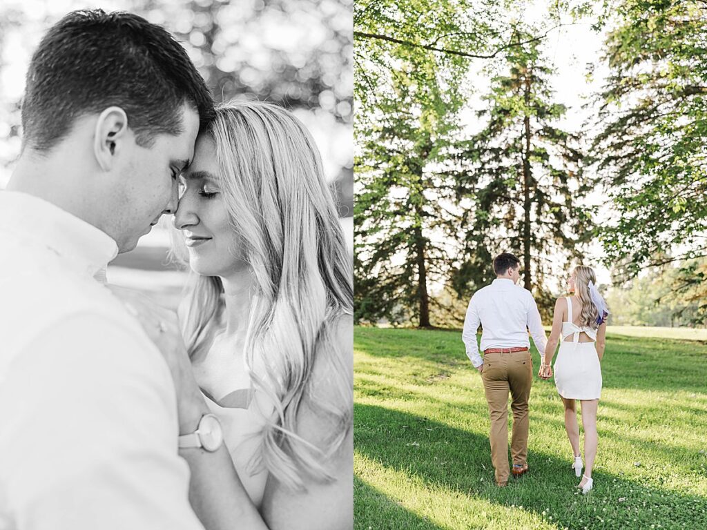 Timeless engagement portraits on family property in Michigan