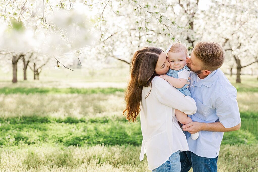 Natural family moments captured in a Northern Michigan orchard