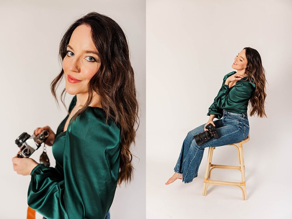 Studio branding session with clean backdrops and soft light