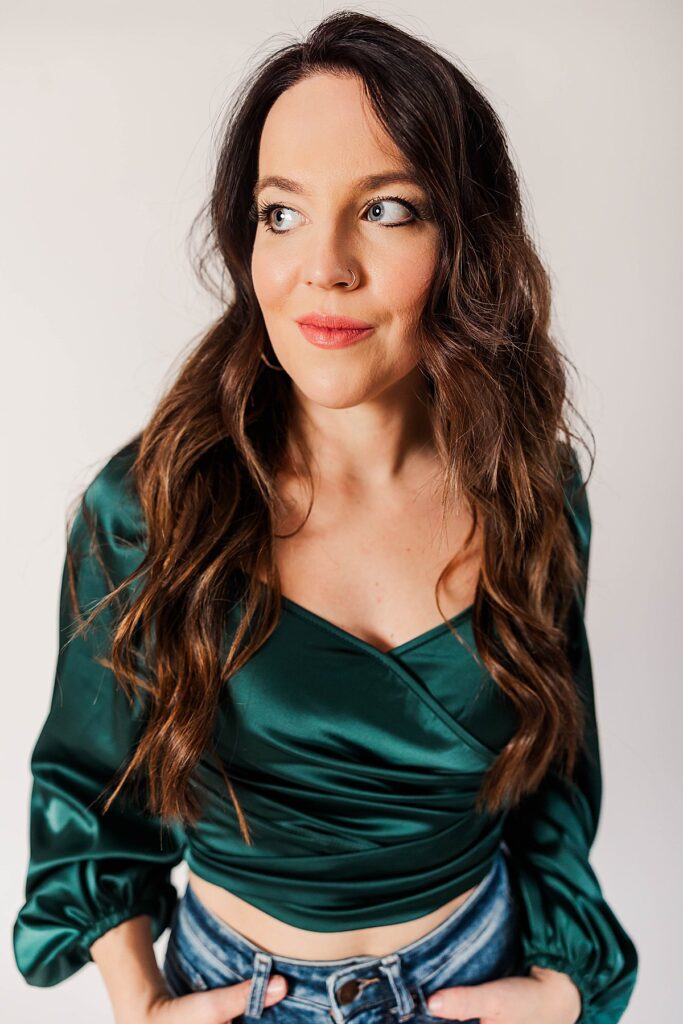 Branding photos taken inside a natural-light studio in Northern Michigan