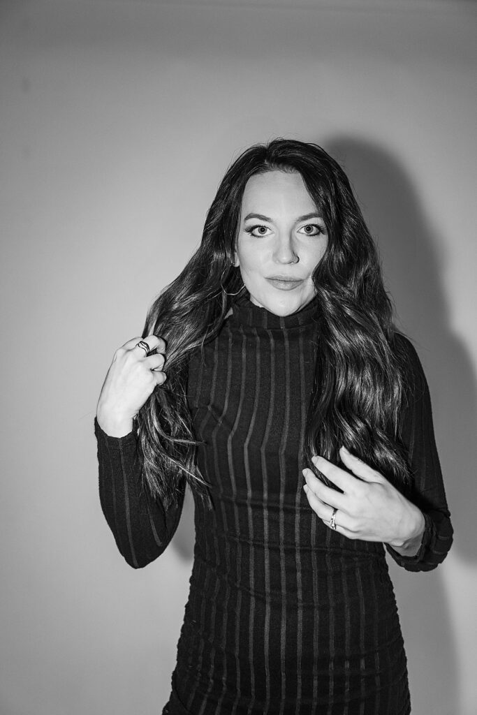 Editorial headshot photographed in a Traverse City studio