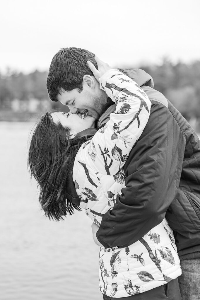 Romantic proposal moment outdoors in Michigan