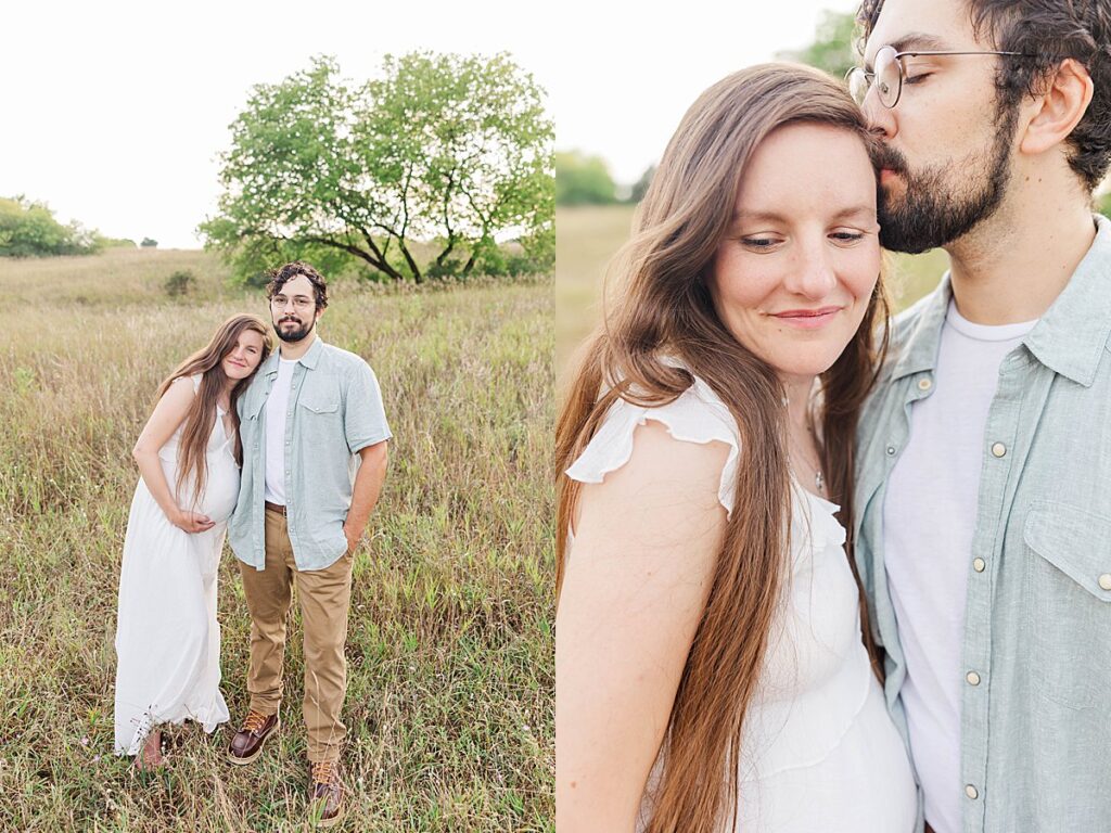 Outdoor maternity session in Traverse City surrounded by greenery