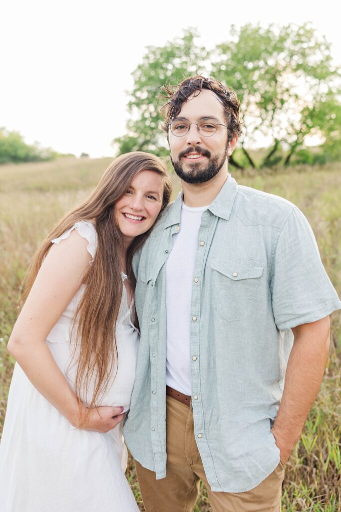 Northern Michigan maternity photos in a lush garden setting