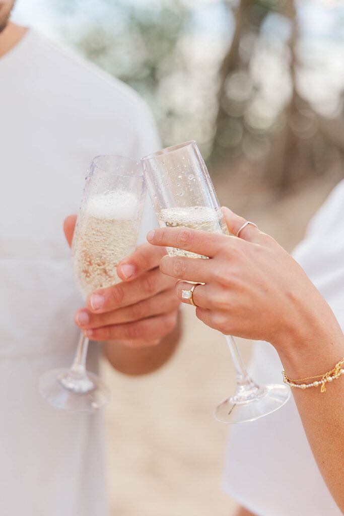 Candid engagement photo showing a genuine moment between an engaged couple