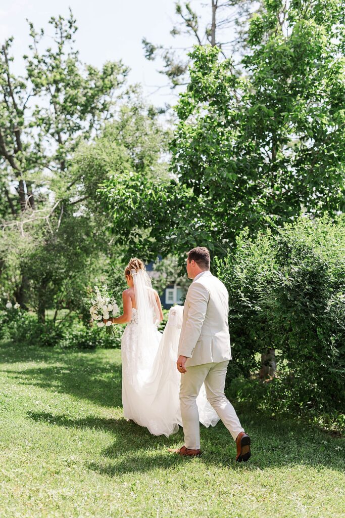 Bride and groom celebrating during their Blue Sky Barn wedding
