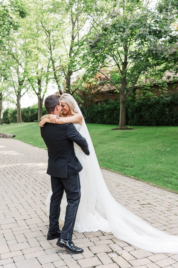 Bride and groom during their Indianwood Country Club wedding