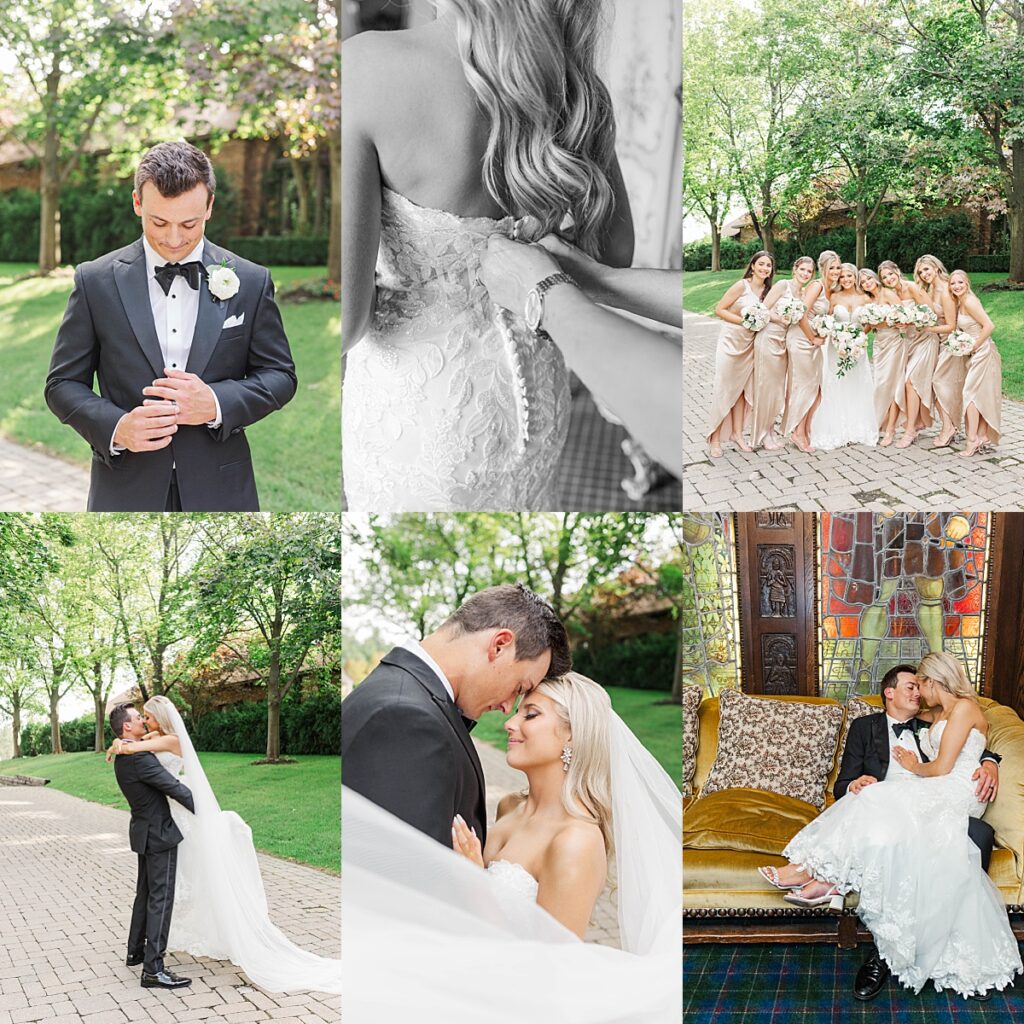 “Lauren and PJ’s elegant wedding day at Indianwood Country Club in Lake Orion, Michigan — classic, timeless moments with flash photography style