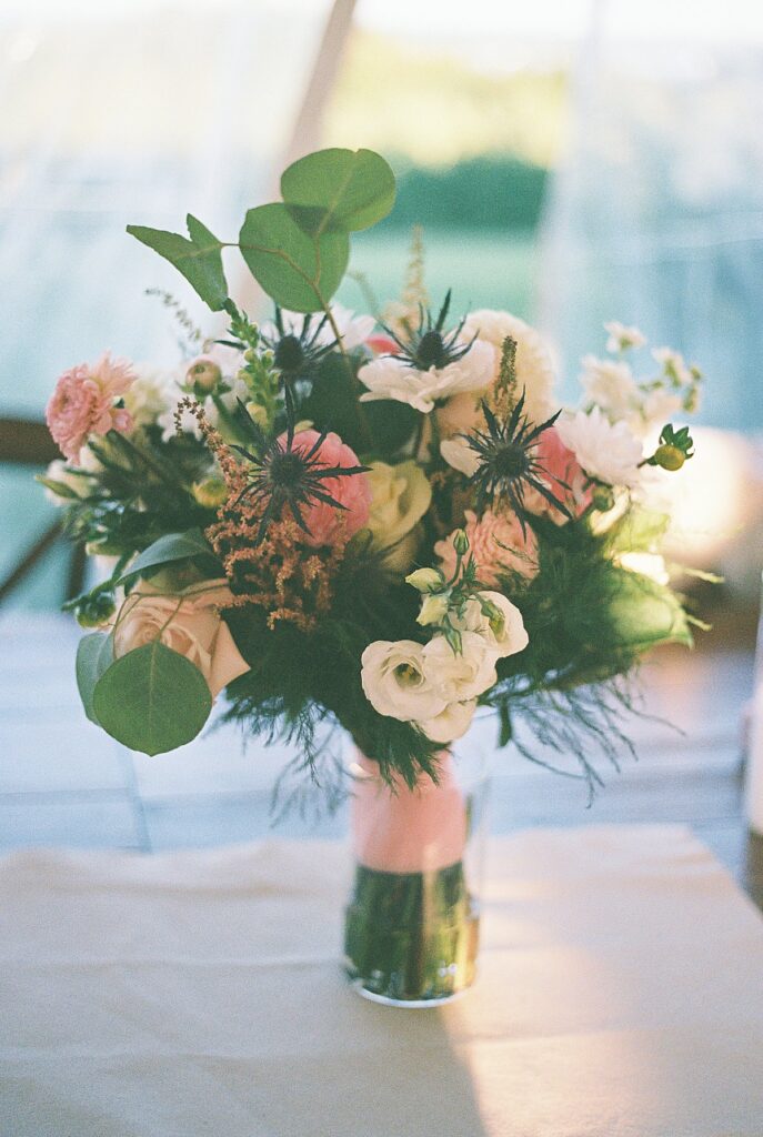 Wedding day details photographed on film in Northern Michigan