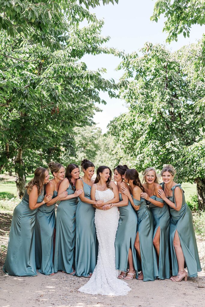 Bridal party portraits at Bayview Weddings at Gallagher Farms