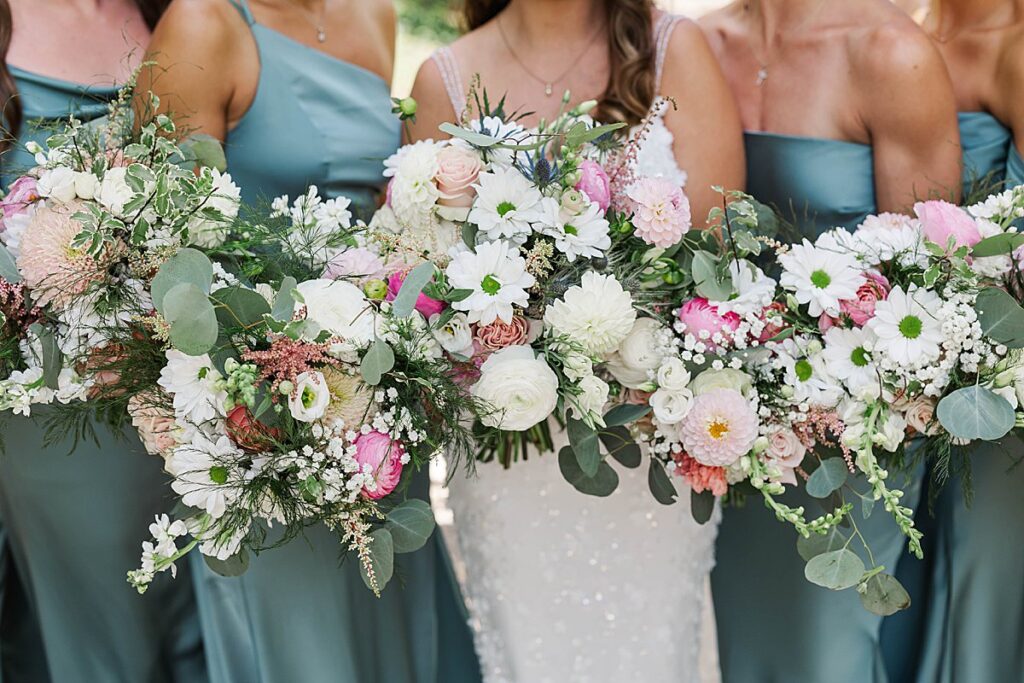 Floral wedding details at Bayview Weddings at Gallagher Farms