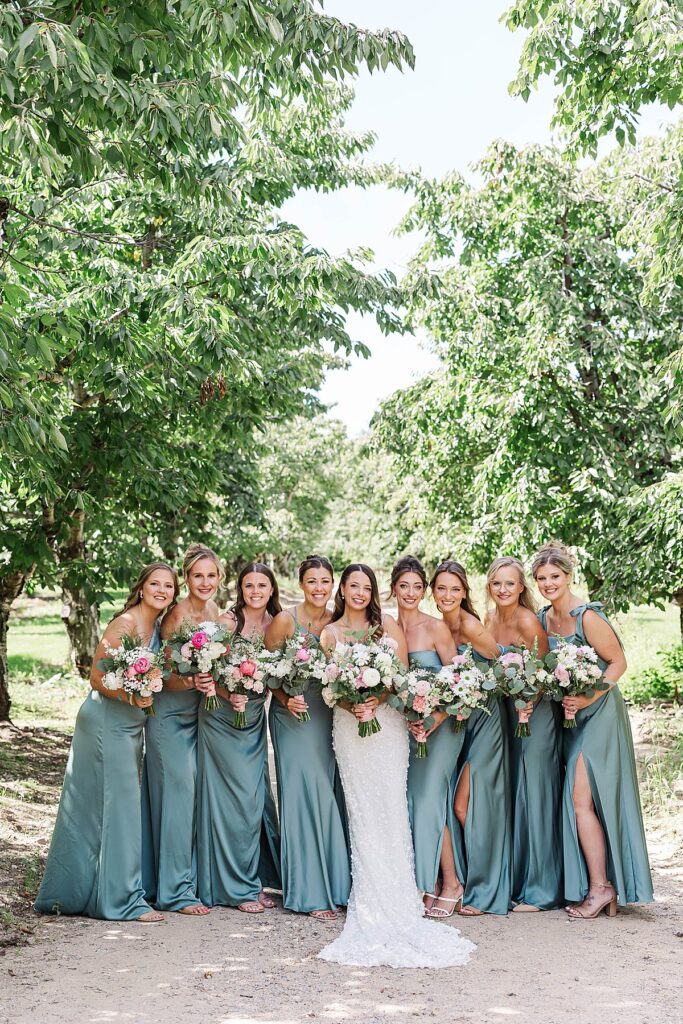 Bridesmaids laughing together at Bayview Weddings at Gallagher Farms