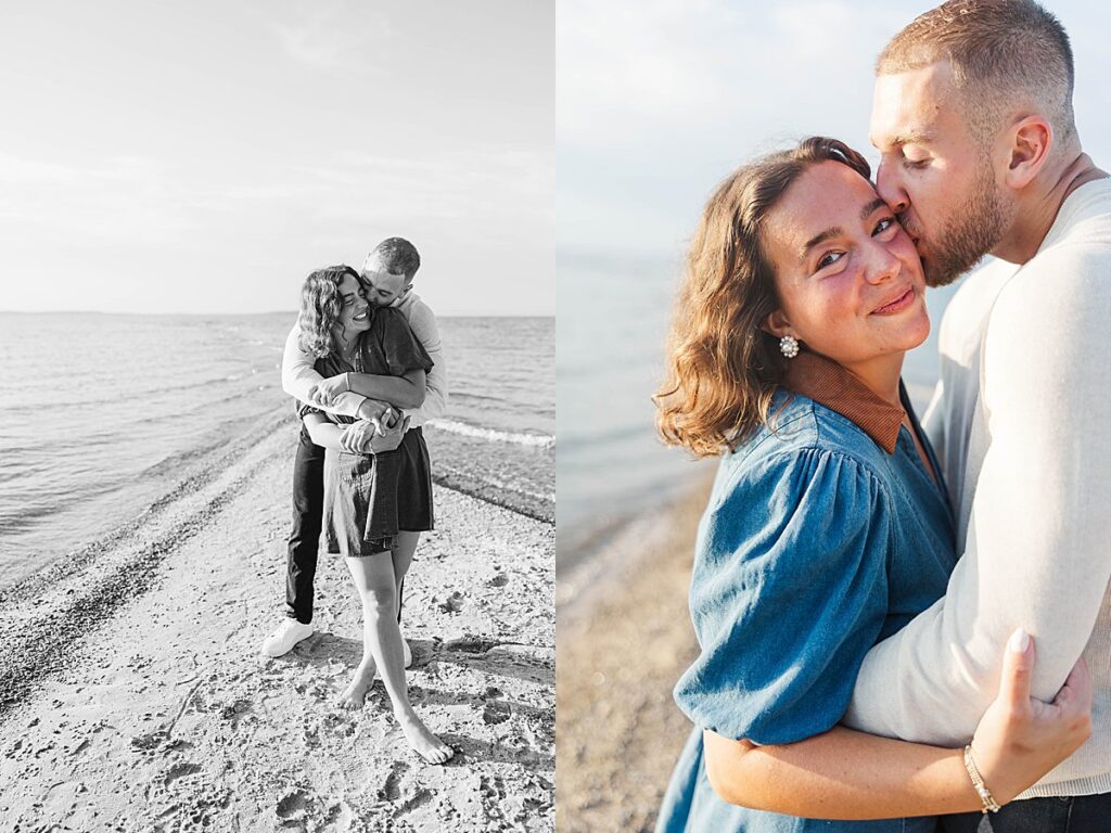 Joyful moment following a surprise proposal in Elk Rapids