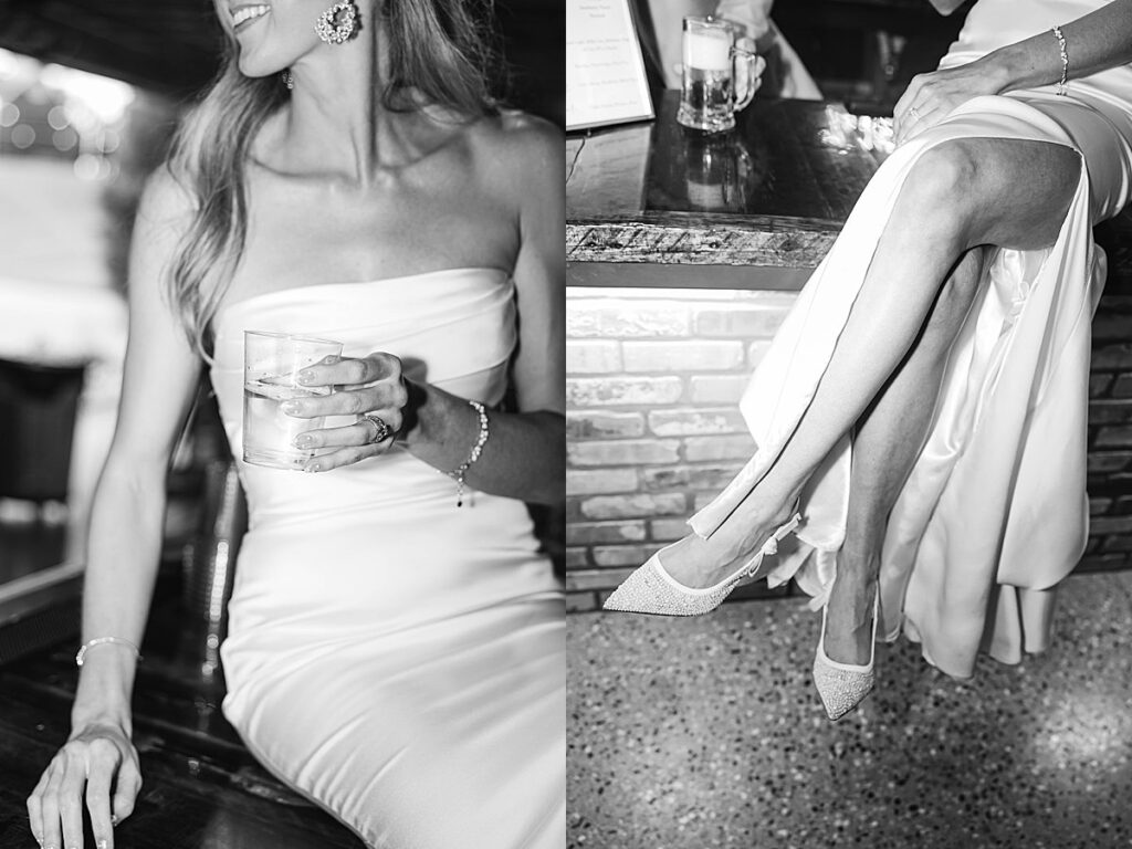 Editorial bar top wedding portraits of the bride and groom