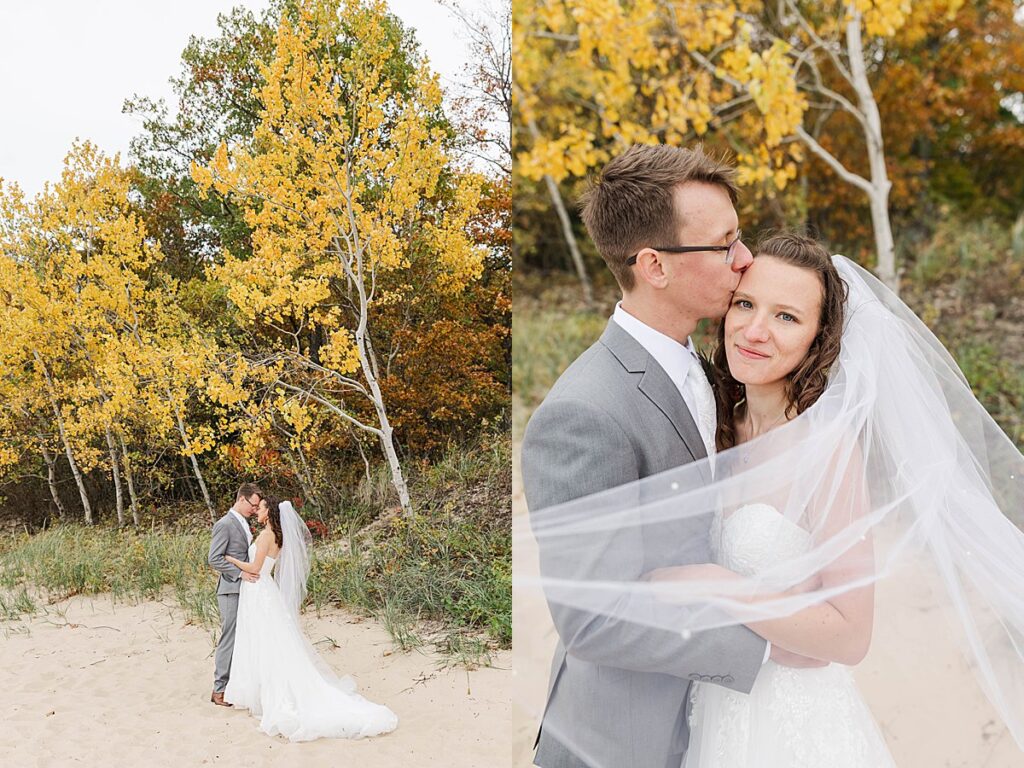 Romantic wedding portraits during an Old Mission Peninsula wedding