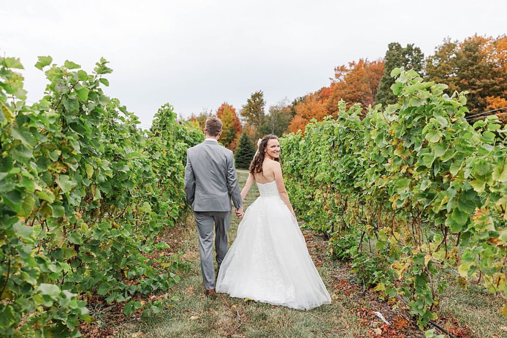 Emotional bride and groom portraits during a Northern Michigan wedding