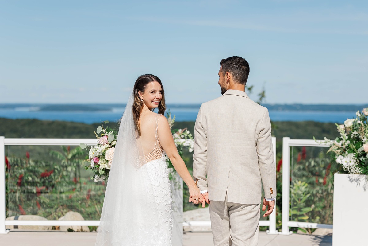 Ceremony overlook at Bayview Weddings at Gallagher Farms with panoramic Grand Traverse Bay views
