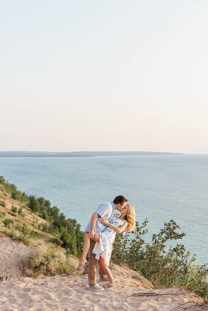 Empire Bluff engagement photos overlooking Lake Michigan in Northern Michigan