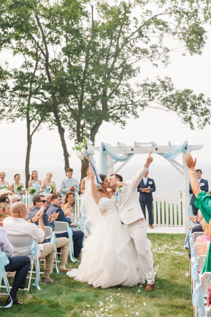 Outdoor waterfront wedding ceremony in Northern Michigan