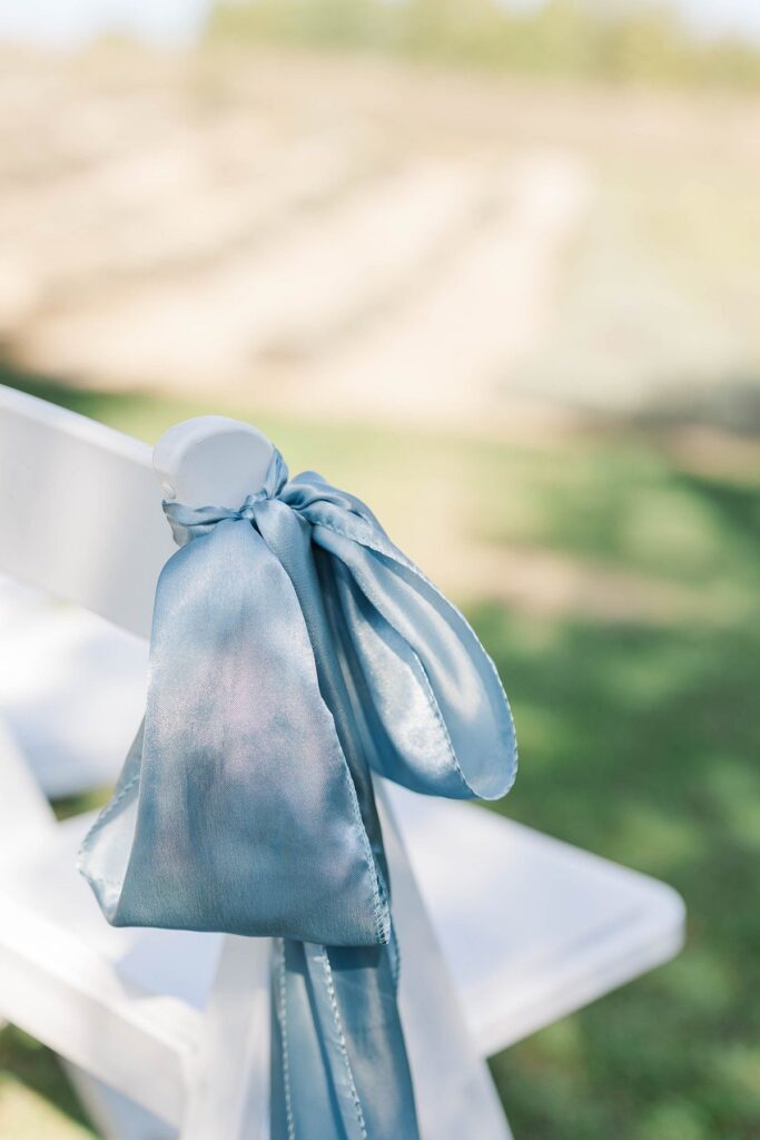 Outdoor ceremony setup at Lavender Hill Farm overlooking the lavender fields