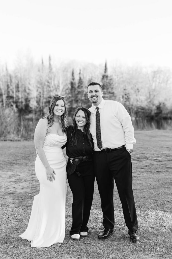Wedding photographer Leah with Madison and Jaxon after their Mill Pond Event Center wedding.